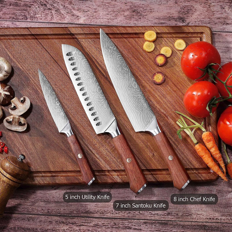 Wuyi 3 Piece High Carbon Stainless Steel Knife Block Set Wayfair Canada